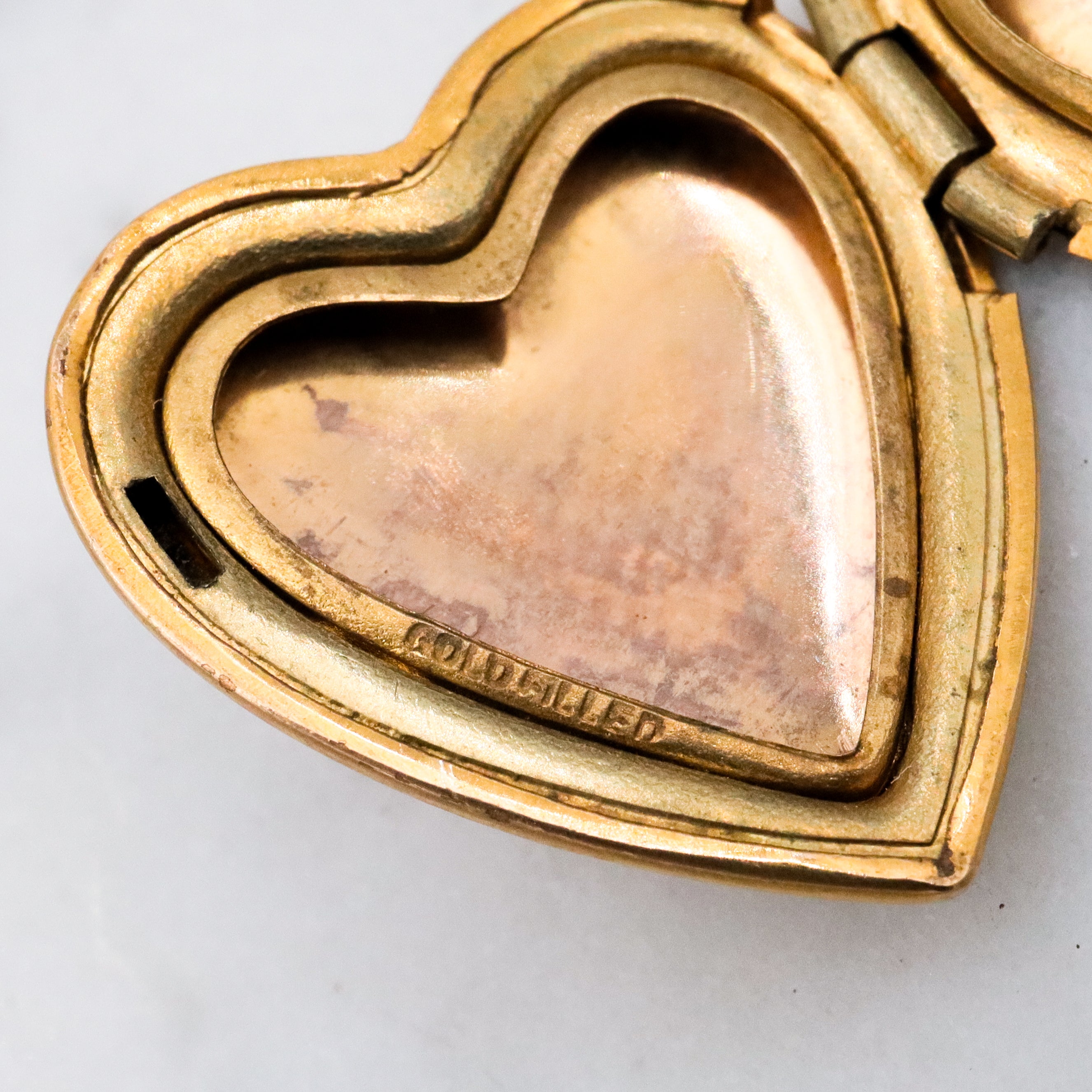 Antique gold filled engraved heart locket pendant